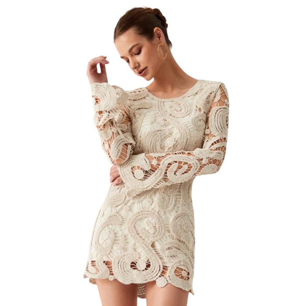 Commense Cream Lace Mini Dress